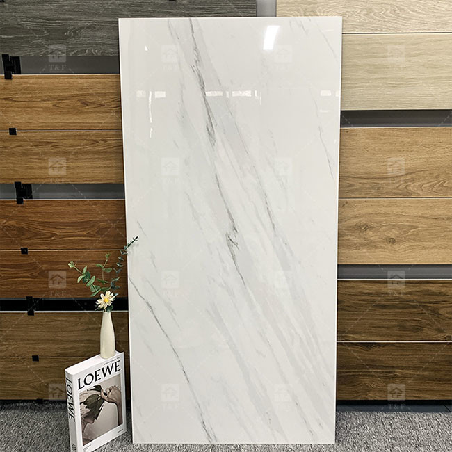 600x1200mm Carrara bianco lucido alto lucido vetrato piastrelle per pavimento marmo porcellana piastrelle