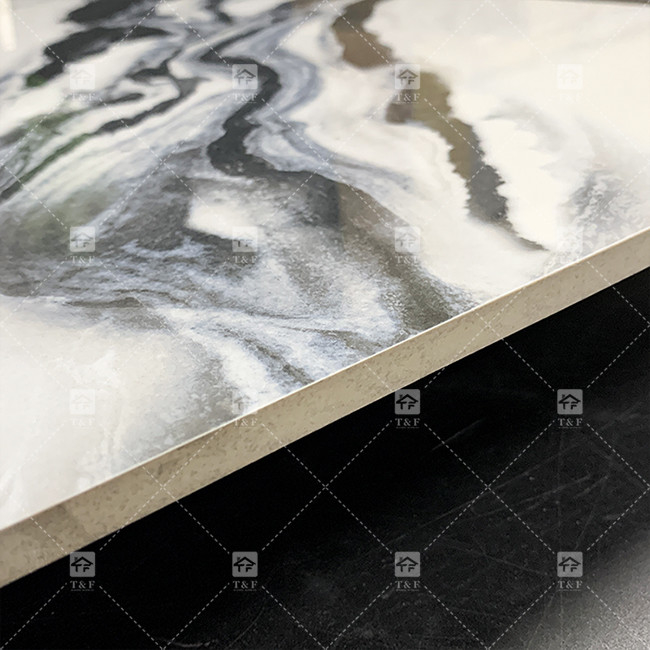 Panda Marmo Bianco Look Porcellana Piastrelle 600x1200mm Lastra per il soggiorno Decorazione della parete Pietra di lusso per i centri commerciali