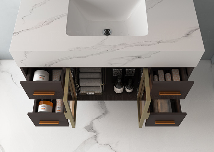Specchio d'argento di lusso moderno del Governo HD Smart LED di Hung Floating bagno Vanity Units della parete