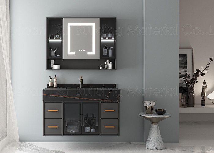 Specchio d'argento di lusso moderno del Governo HD Smart LED di Hung Floating bagno Vanity Units della parete